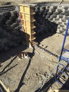 The Earthship walls were made out of 800 tires and 12,000 cans.