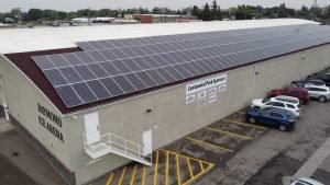 Solar on the arena in Raymond, Alberta