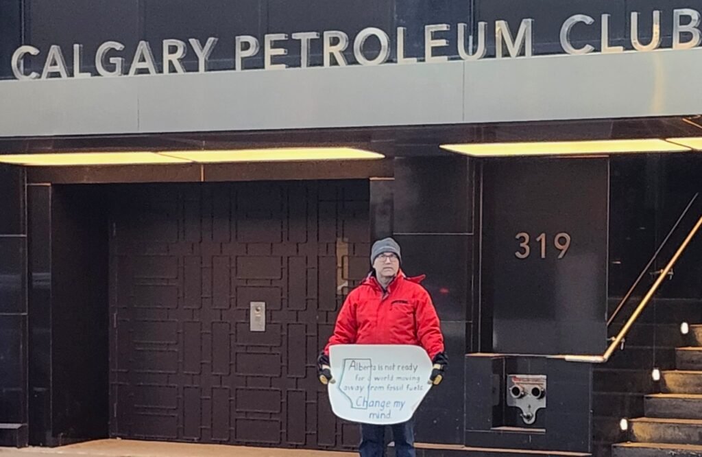 408. Calgary's Climate Change Sign Guy takes his message to the streets of Alberta's oil capital 7 Dec12 Petroleum Club