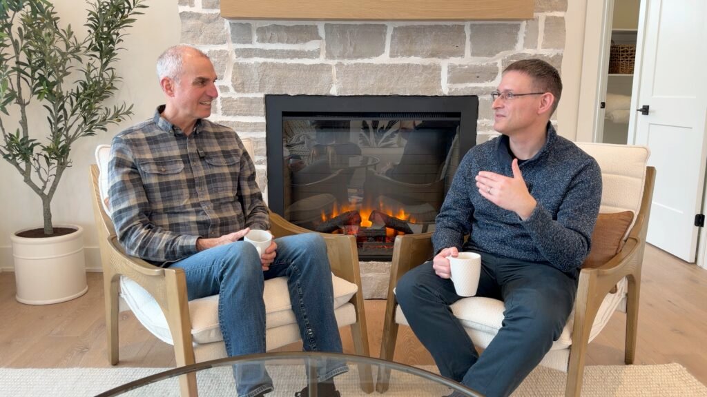 Steve Rolston with Dave Brown, a Land Ark homeowner
