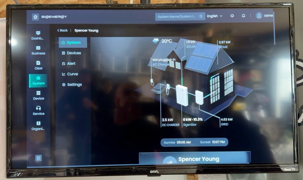 Screen Showing SIgEnergy Hub System