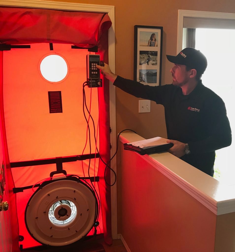 Blower door tests record air leakage rates