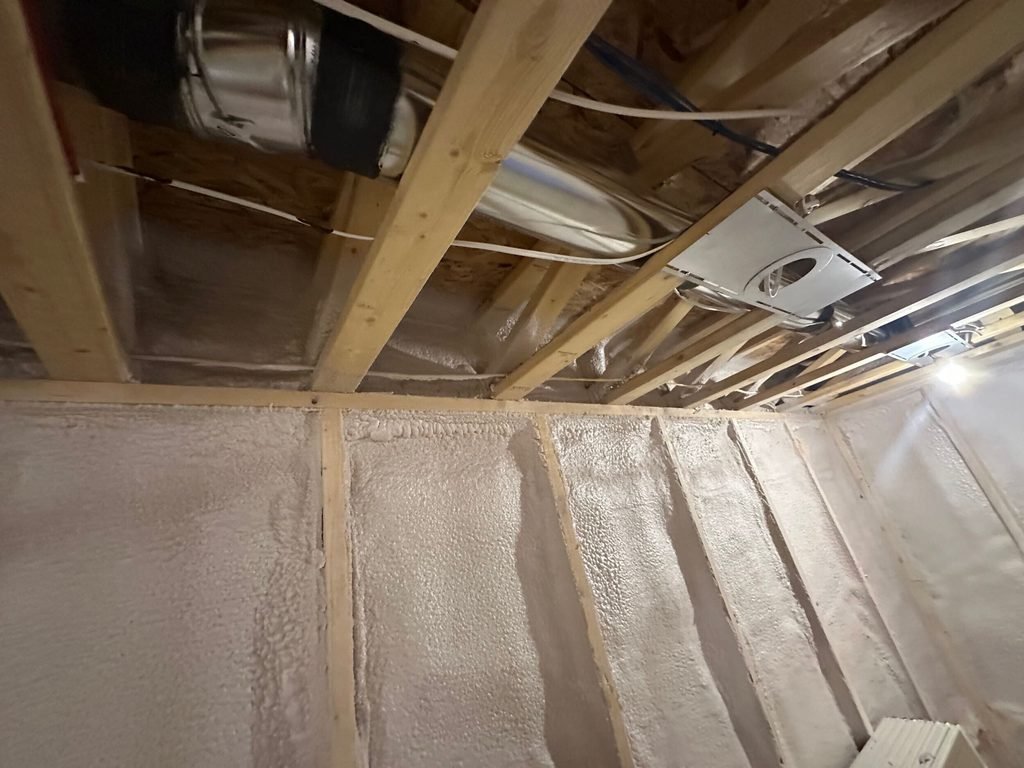 Spray foam insulation in the walls